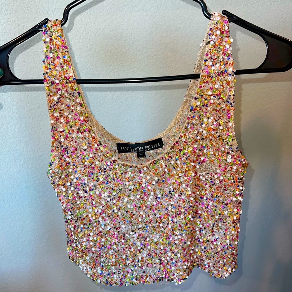 Topshop Bedazzled Crop Top